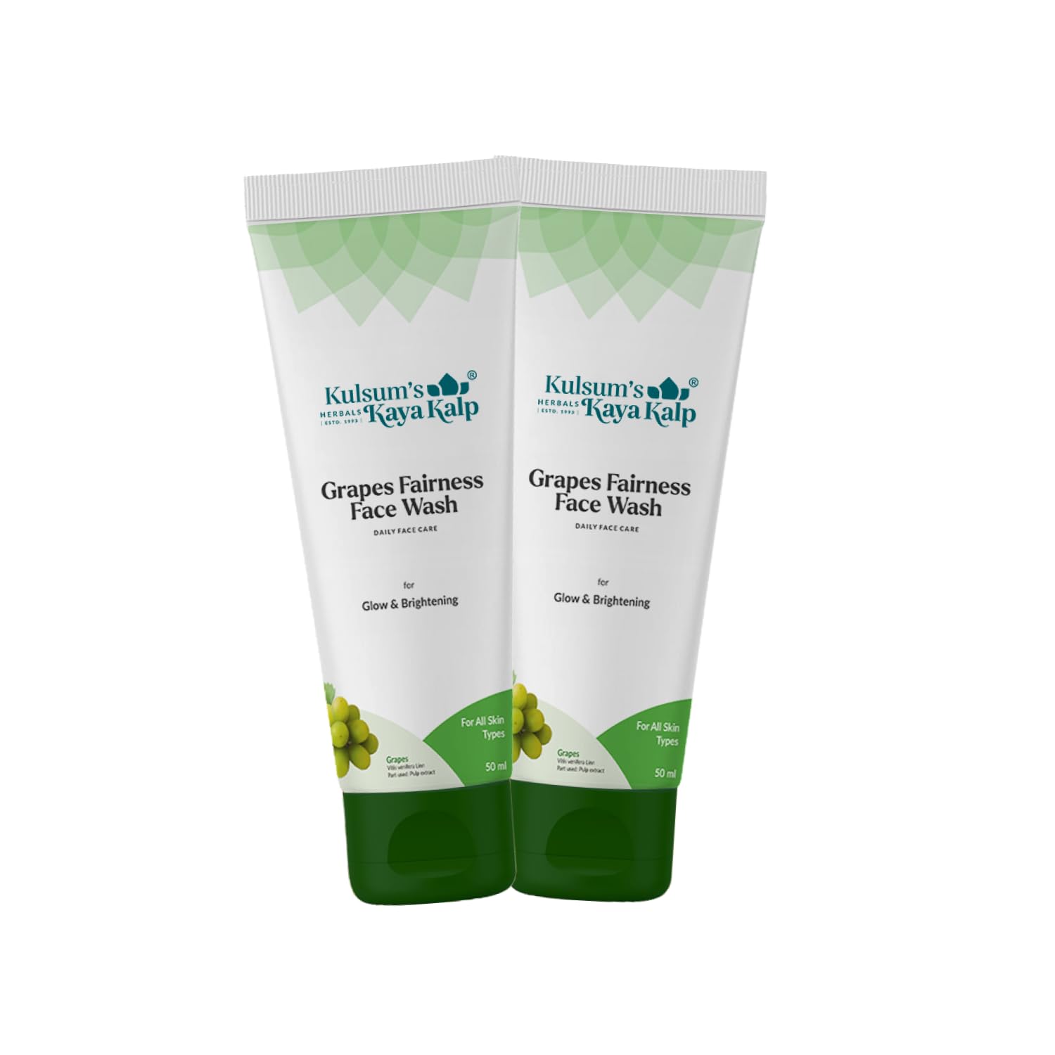 Kulsum's Kaya Kalp Herbals Grape Brightening Face Wash for Glowing Skin - 100ml | Natural Skin Whitening & Radiance Booster | Suitable for All Skin Types (Men & Women) | Perfect for Daily Skincare Routine & Special Occasion Prep