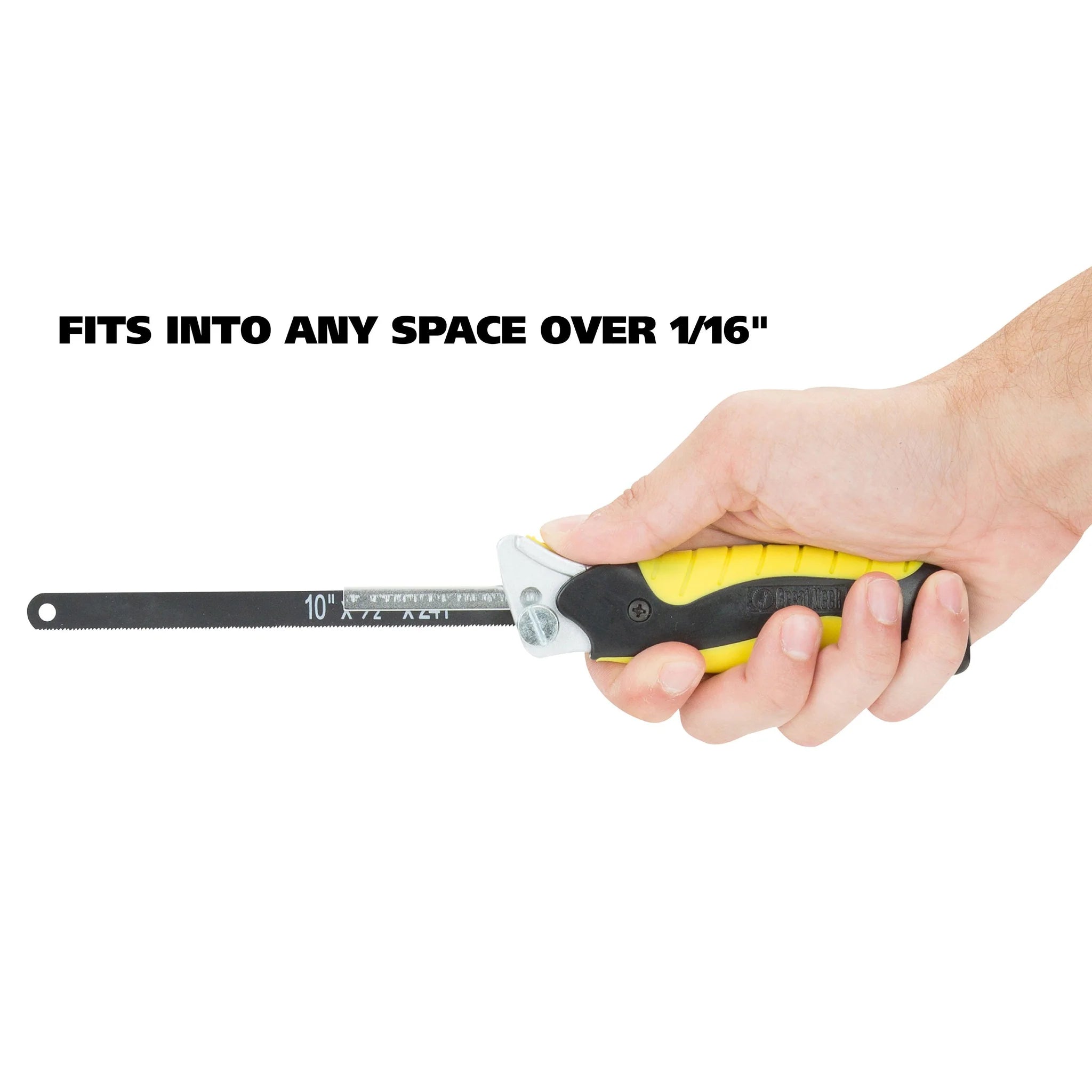 GreatNeck True Close Quarter Hacksaw - 10 Inch Carbon Steel Blade & Aluminum Frame for Cutting Wood, PVC, Foam, Brass | Heavy Duty & Comfortable Grip | Perfect for DIY Projects, Plumbing, and Home Repairs (Model 80070)