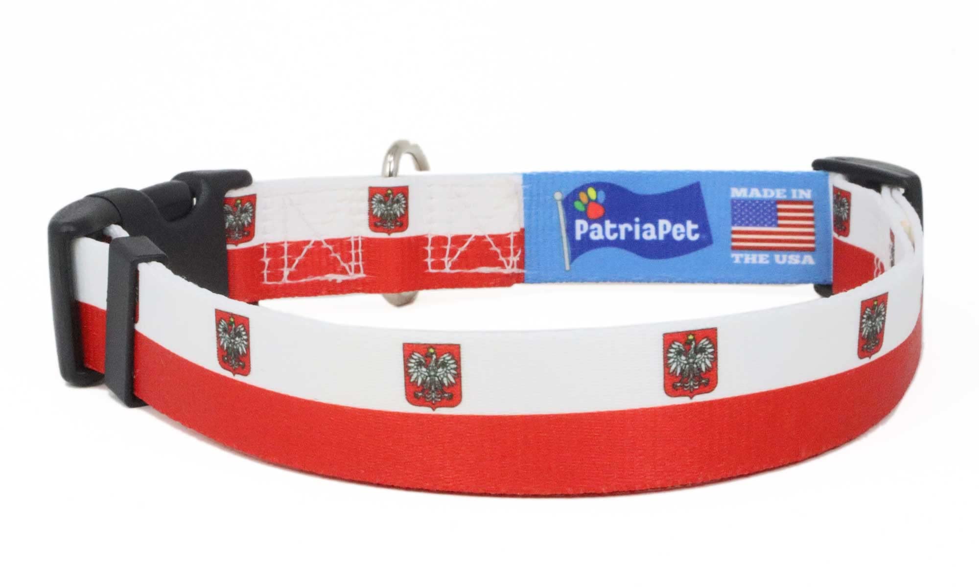 Poland Flag Dog Collar with Quick-Release Buckle | USA Made Small Dog Collar | Perfect for Walks, Training & Patriotic Pet Fashion