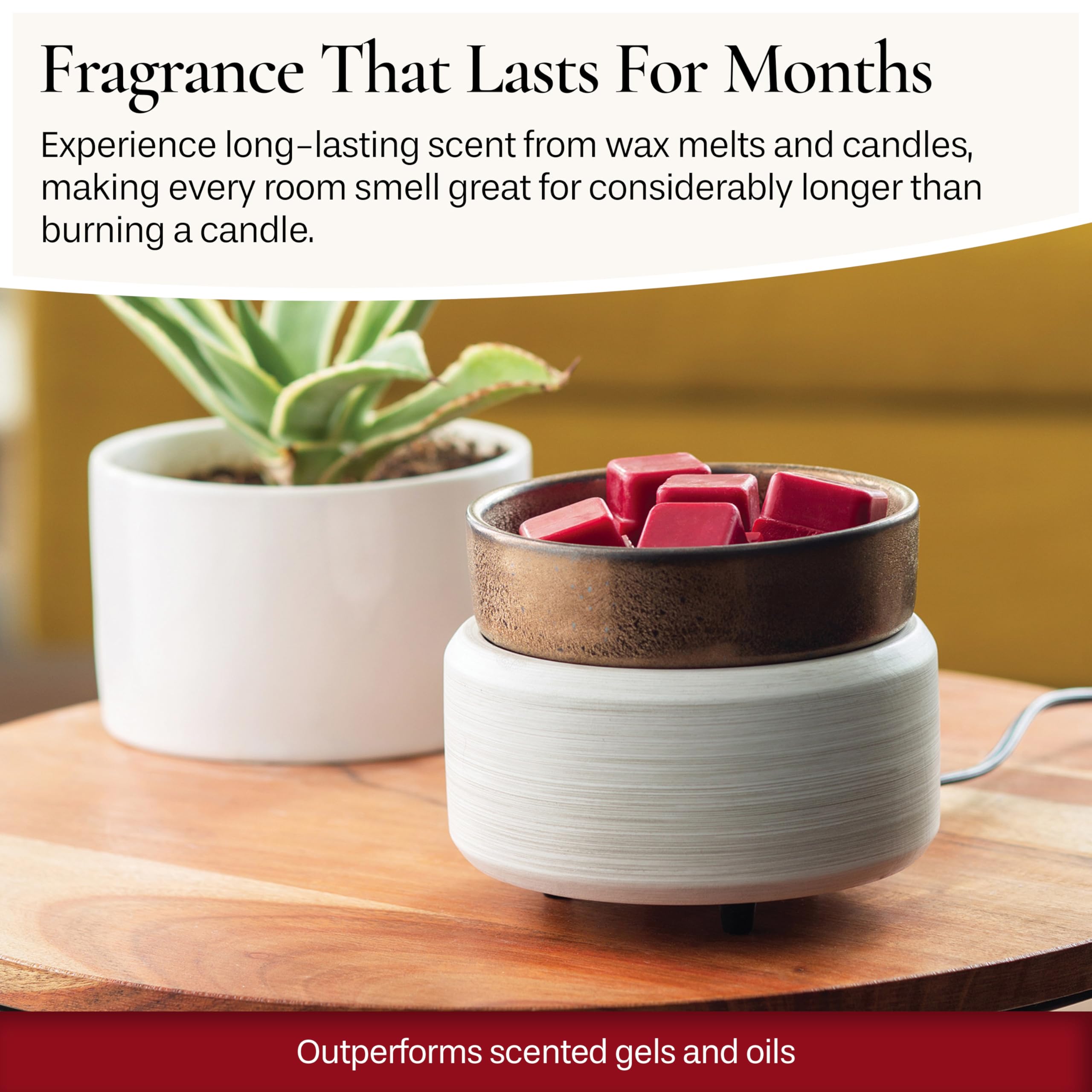 2-in-1 Candle Warmer & Fragrance Diffuser - Whitewashed Bronze Electric Wax Melter for Scented Candles and Wax Melts | Home Aromatherapy, Living Room Decor, Bedroom Relaxation, Gift Idea