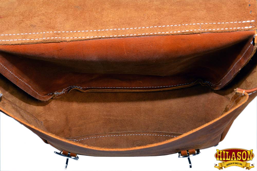 HILASON Soft Leather Horse Saddle Bag Tan | Western Equestrian Saddle Bag with Adjustable Closure | Durable Leather Saddle Pack for Trail Riding, Horse Shows & Ranch Work