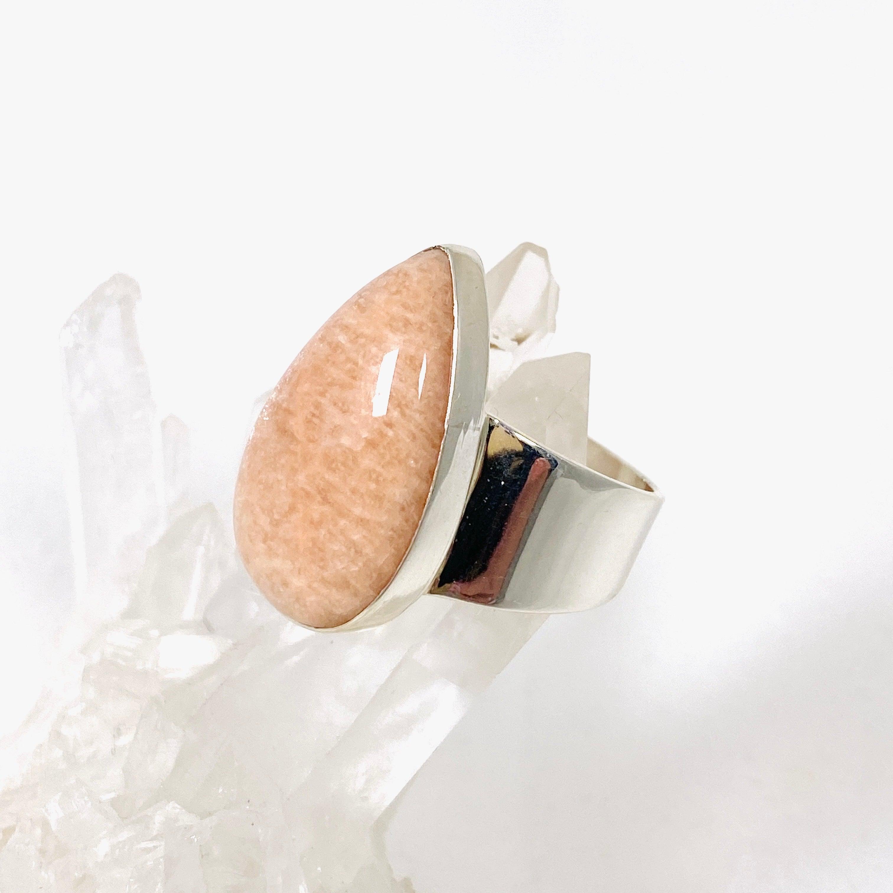 Pink Amazonite Teardrop Ring - Size 13 - KRGJ2899 - Elegant Jewelry for Women, Perfect for Weddings, Parties & Everyday Wear