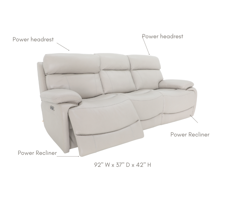 BonnyLynn 7609 Power Reclining Sofa Set with Loveseat and Chair - Taupe Microfiber Upholstery | Living Room Furniture for Home Theater & Family Relaxation