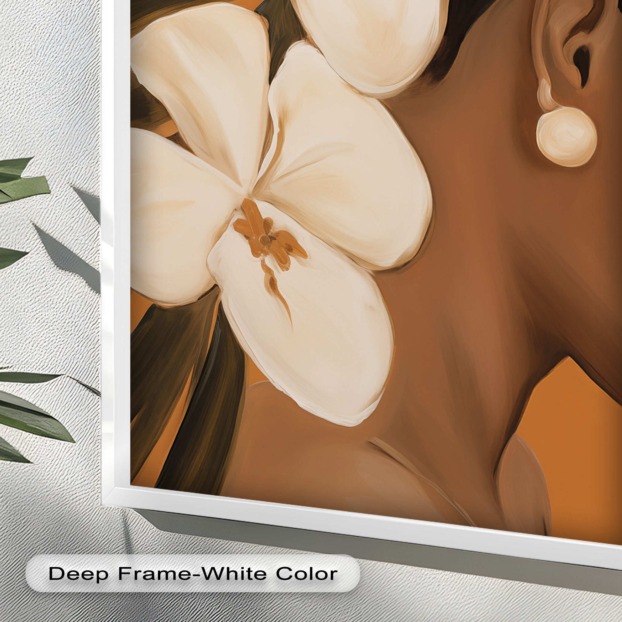African Woman with Orchids Framed Oil Painting - Handmade Wall Art Decor for Living Room, Bedroom & Office