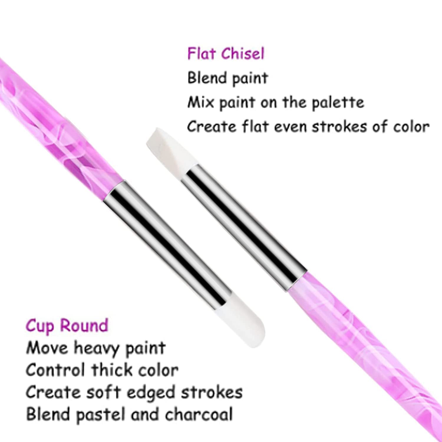 BQAN 5Pcs Professional Nail Art Silicone Pens - Acrylic Handle Gel Nail Carving & Drawing Brushes Set for DIY Manicure, Nail Extension & Salon Art Design