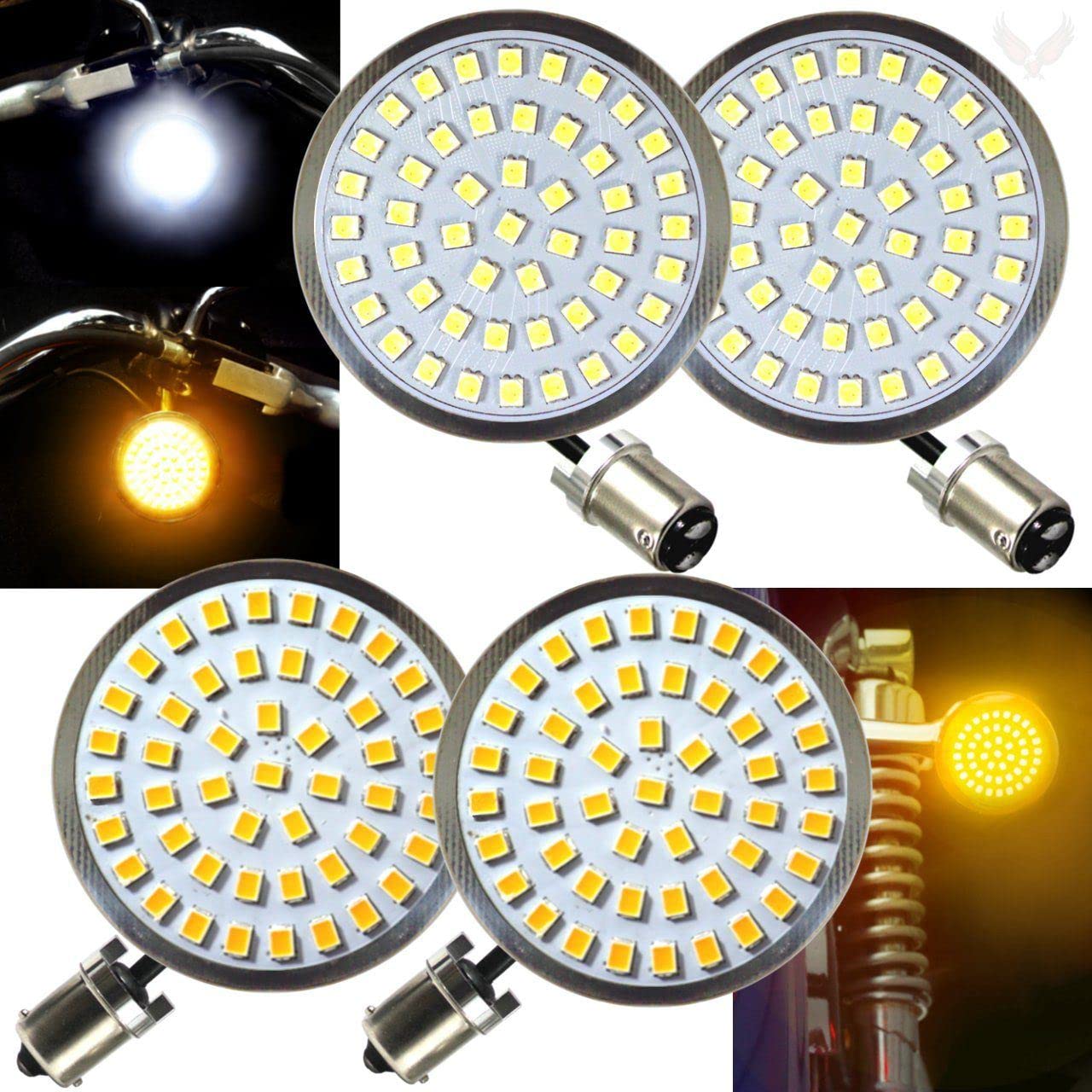 Harley Davidson LED Turn Signal Kit - Eagle Lights Gen II Front & Rear Amber/White Running Lights - 1157 & 1156 Base with Load Equalizer - Perfect for Night Riding & Enhanced Motorcycle Safety