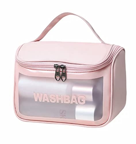 Waterproof PVC Clear Toiletry Bag for Travel - D-Shaped Zippered Cosmetic Organizer for Makeup, Toiletries & Essentials | Portable Travel Wash Bag for Women & Men (Multicolor) | Perfect for Airports, Gym, Camping & Beach Trips