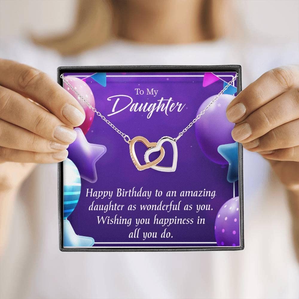 Personalized Daughter Necklace Gift - Stainless Steel Inseparable Love Pendant with Birthday Card - Perfect for Birthdays, Mother's Day & Special Occasions