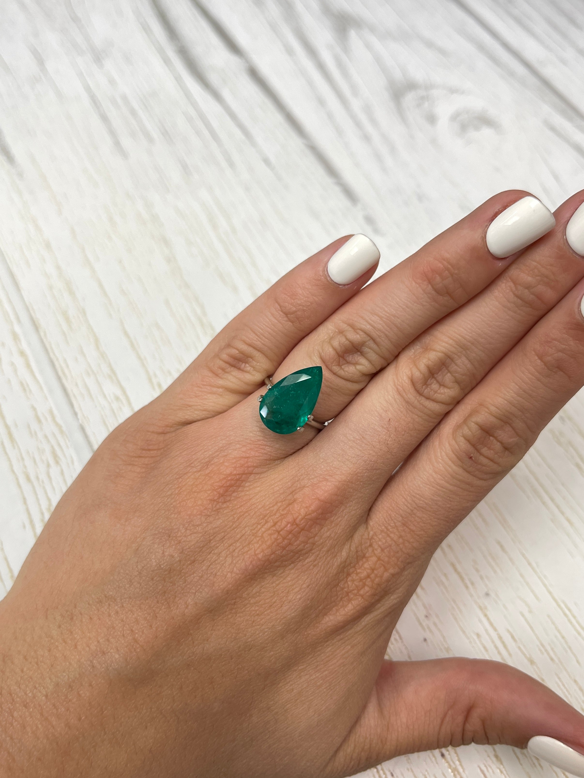 5.64 Carat 17.5x10.5mm Dark Muzo Green Natural Loose Colombian Emerald Pear Cut Gemstone for Jewelry Making & Engagement Rings