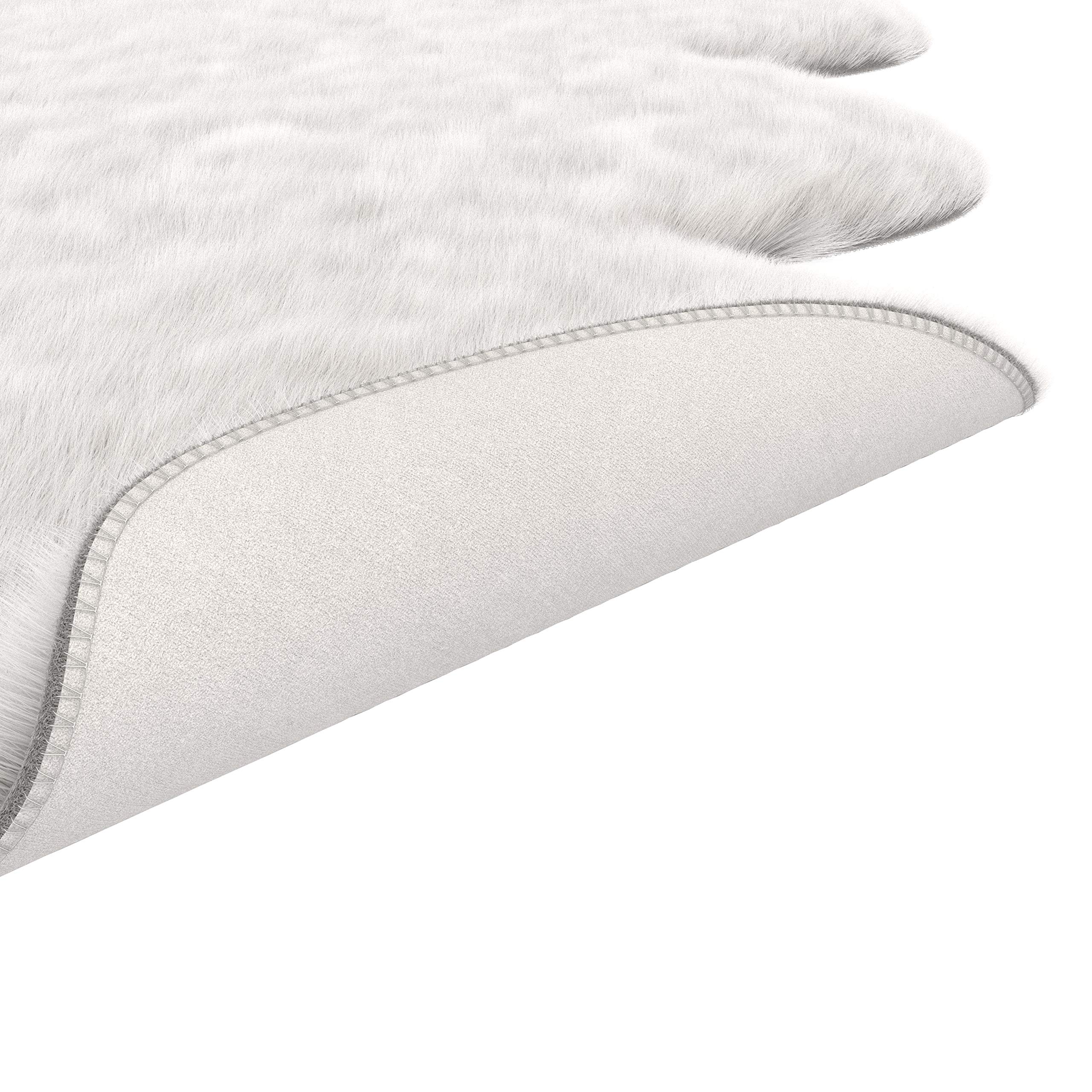 Abacasa Gloss White Faux Fur Area Rug - Soft Plush Shaggy Carpet for Living Room, Bedroom & Nursery - Cozy Home Decor for Winter