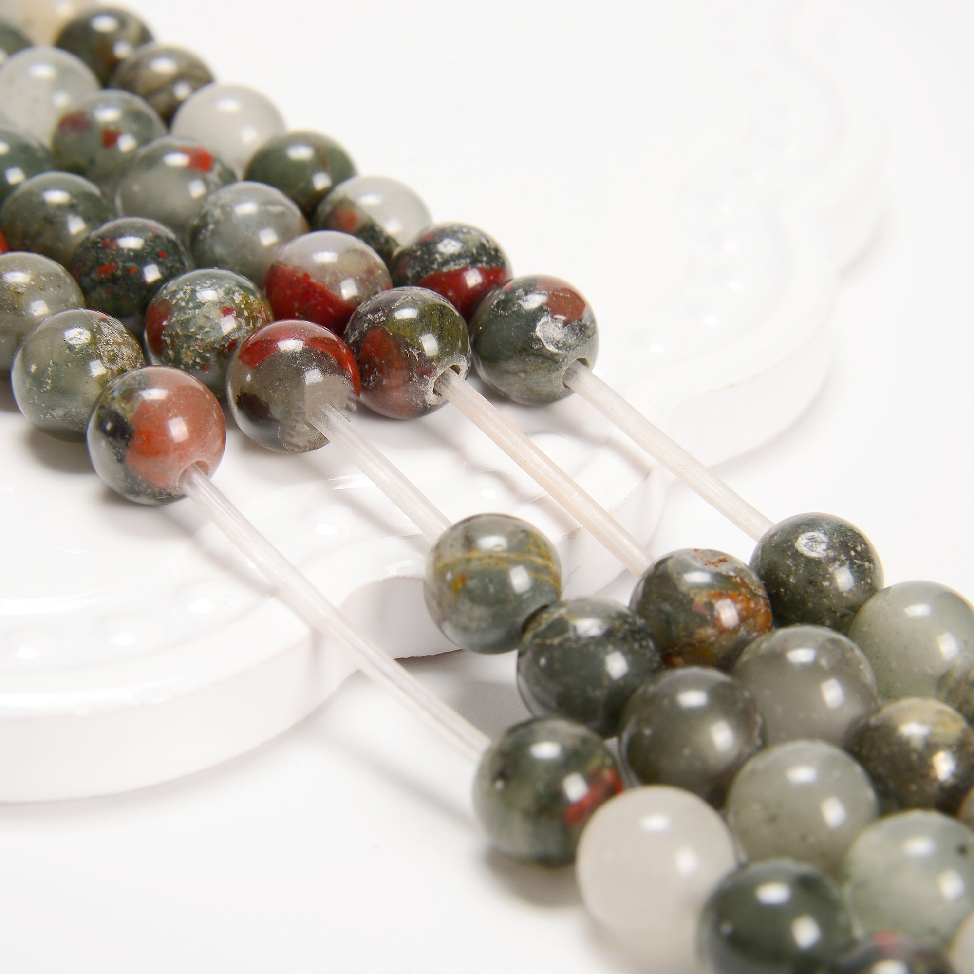 2.0mm Large Hole African Bloodstone Smooth Round Beads - 8mm, 10mm, 15.5mm Strands for Jewelry Making, DIY Crafts, and Healing Crystal Bracelets