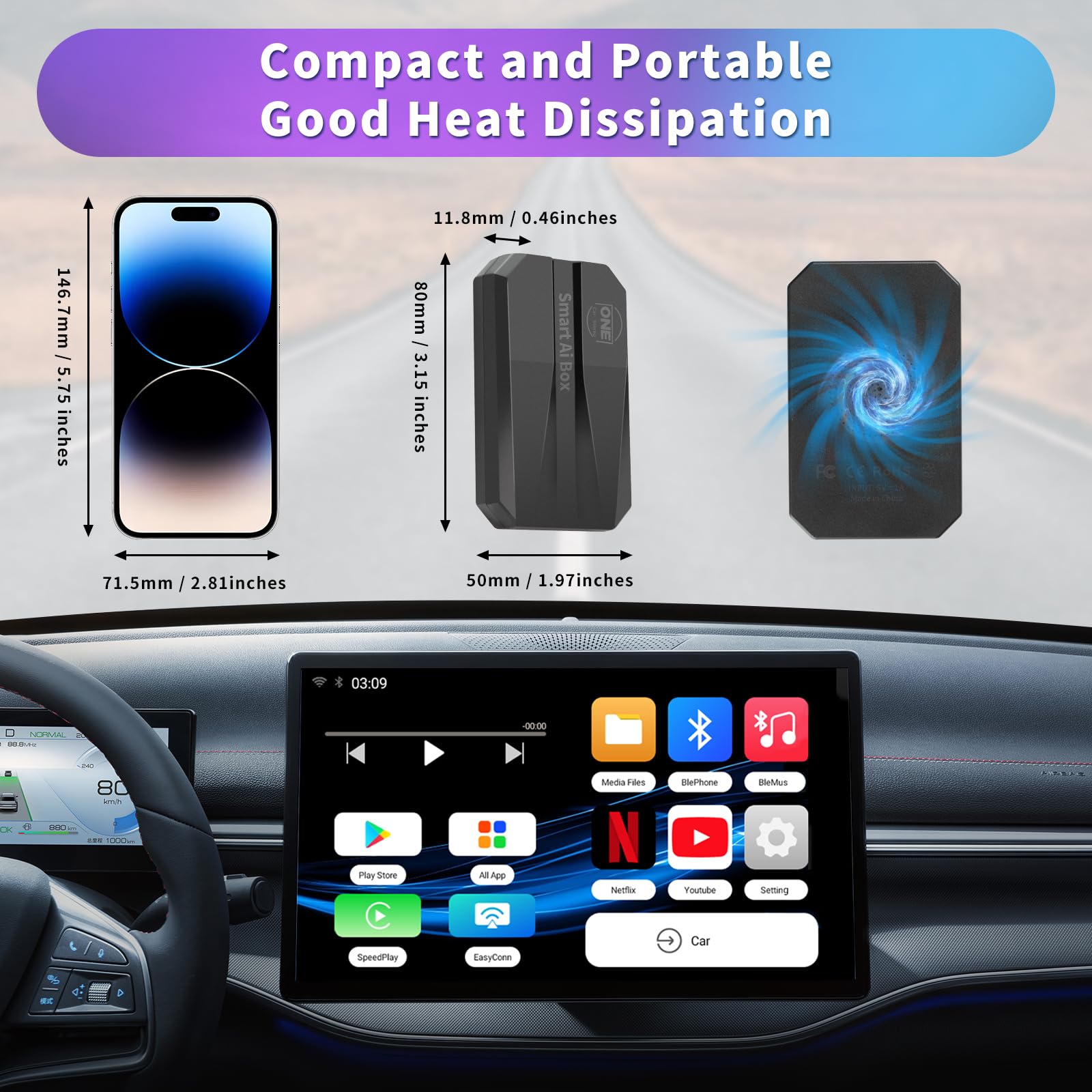 Wireless CarPlay AI Box - Convert Wired to Wireless CarPlay, Supports Netflix/YouTube/MirrorLink/App Download/TF Card, Compatible with Factory Wired CarPlay Cars - Perfect for Streaming & Navigation During Commutes & Road Trips