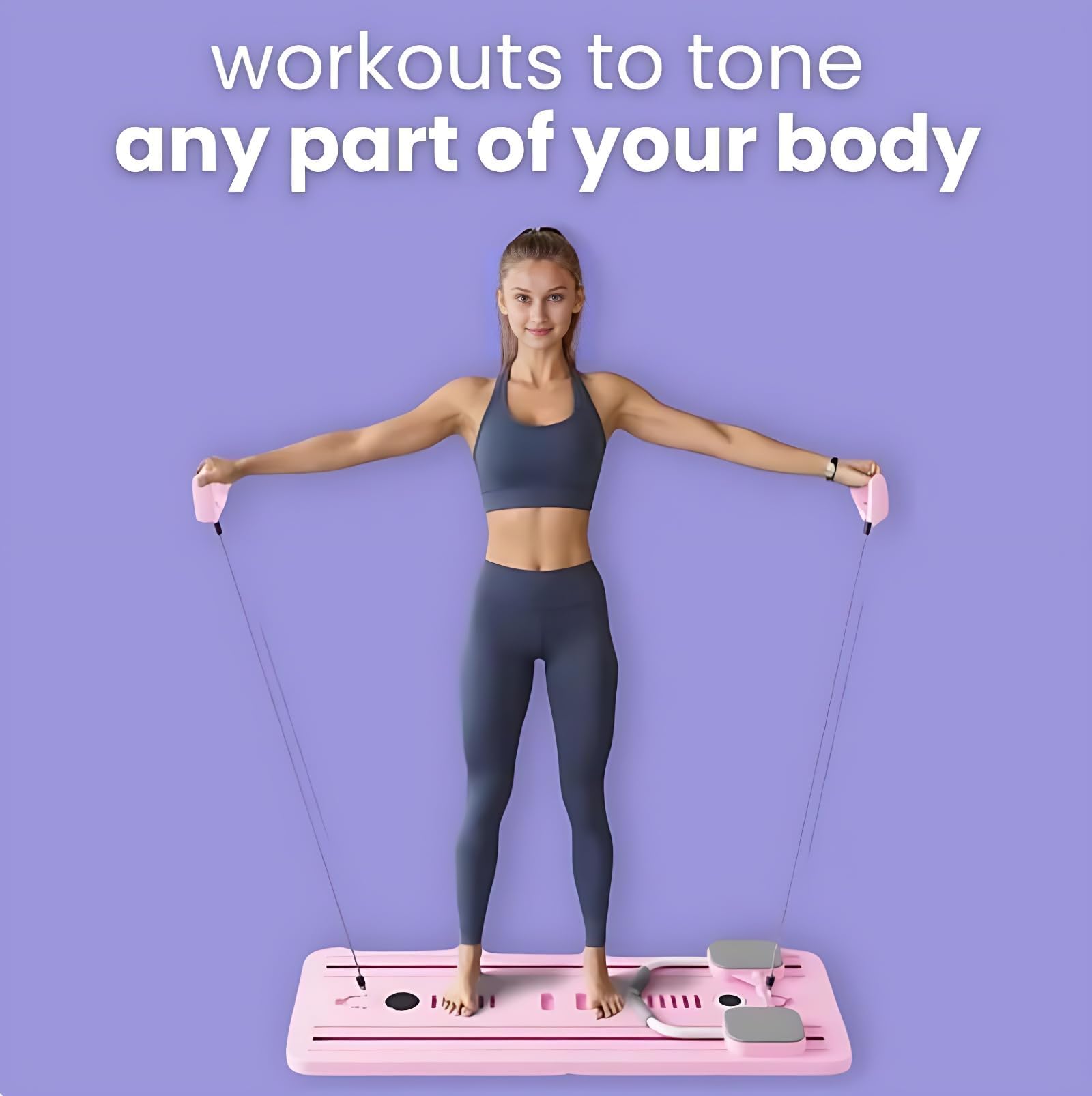 JANUA Pilates Reformer Machine - Multifunctional Ab Board with Resistance Bands for Core Training, Push Ups & Full Body Workout | Home Gym Equipment for Women | Perfect for Yoga, Pilates & Strength Training