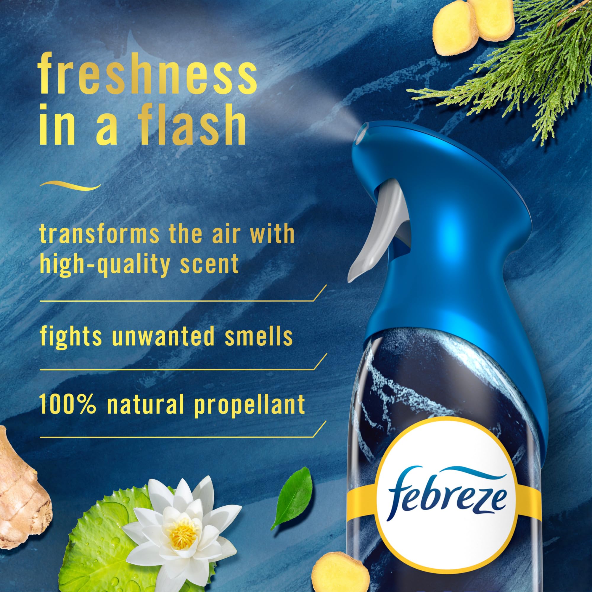 Febreze Air Freshener Spray - Odor Eliminator for Home, Bathroom & Kitchen | Ocean Scent Aerosol Can (8.8oz) | Long-Lasting Fragrance for Fresh & Clean Air | Perfect for Living Rooms, Offices & Pet Areas