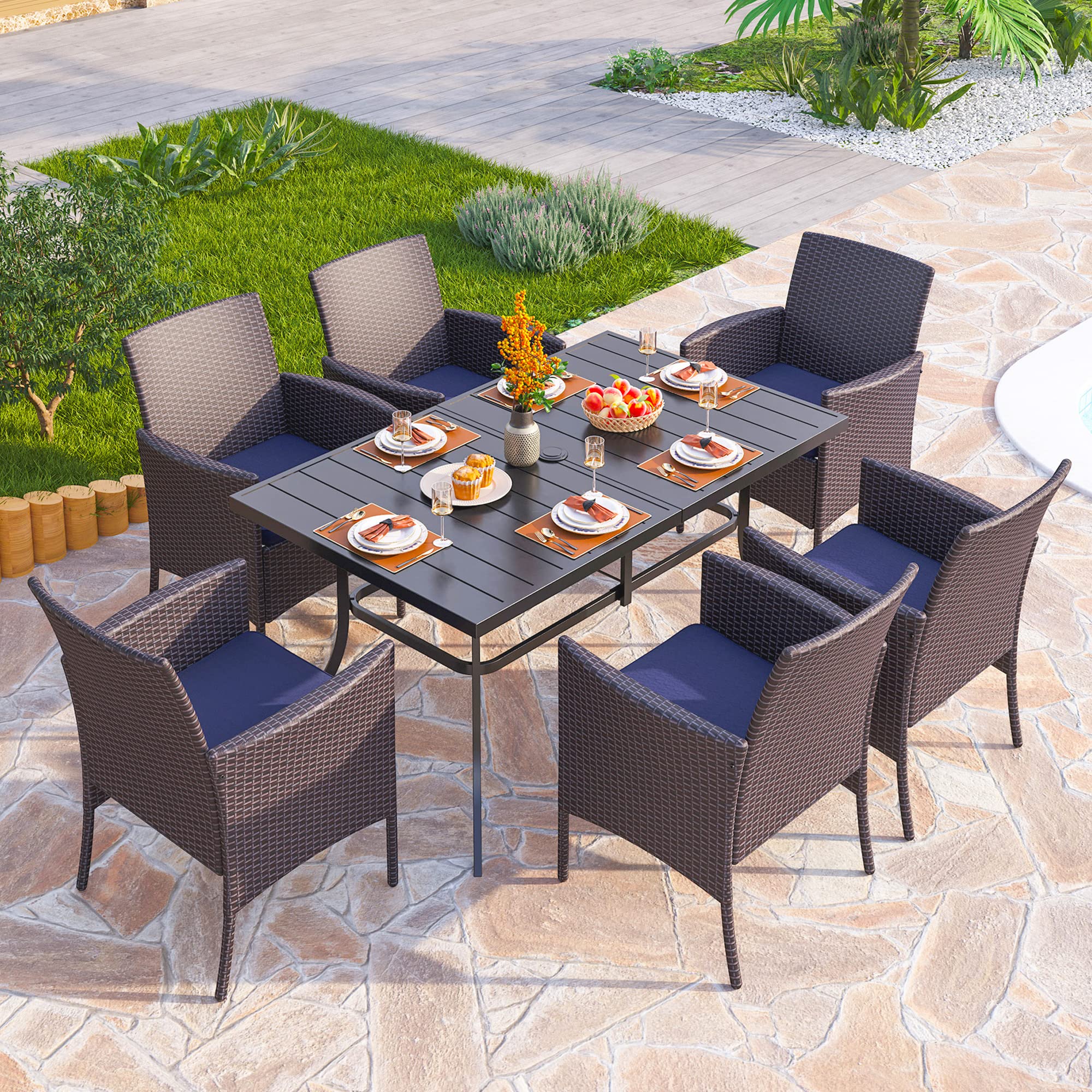 PHI VILLA 2-Piece Patio Furniture Set - Modern Outdoor Wicker Chairs with Removable Cushions, PE Rattan Armchairs for Deck, Porch, Balcony - Perfect for Backyard Relaxation & Garden Lounging