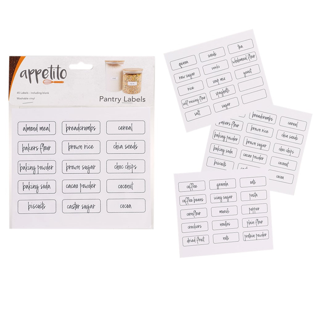 Appetito Pantry Labels - Premium Kitchen Organization Stickers for Jars, Containers & Spice Racks | Perfect for Home, Restaurant & Office Storage Solutions