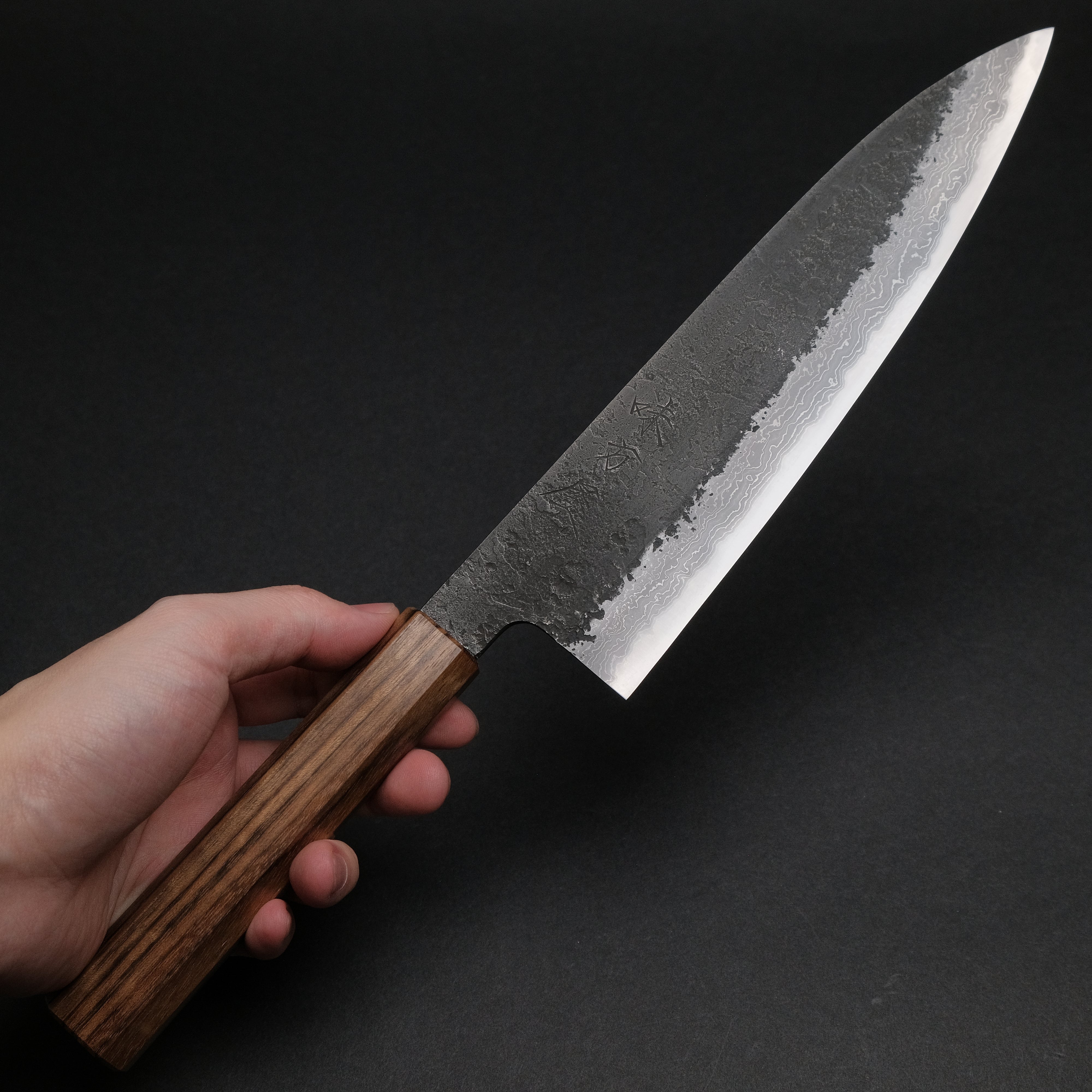 Premium Ajikataya White #2 Nashiji Damascus Gyuto 210mm Japanese Chef Knife with Obankole Handle (#48) - Perfect for Sushi, Meat Slicing & Professional Kitchen Use