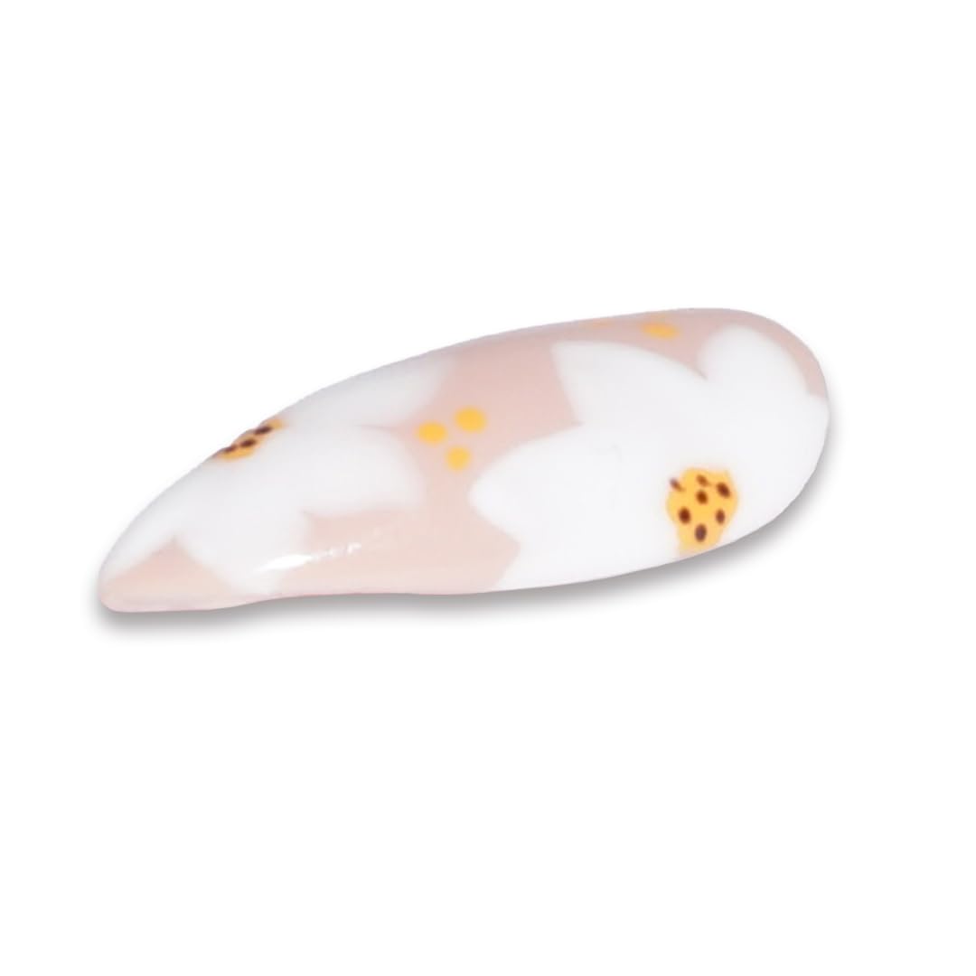 Premium Fake Press-On Nails - Pretty Orange Fall Flower Design, Set of 20 Reusable Full Coverage Nail Tips with UV Gel Polish Coating | Easy to Apply, Affordable & Time-Saving Artificial Nails for Manicures, Parties, Weddings & Daily Wear | Both Hand Nail Extensions