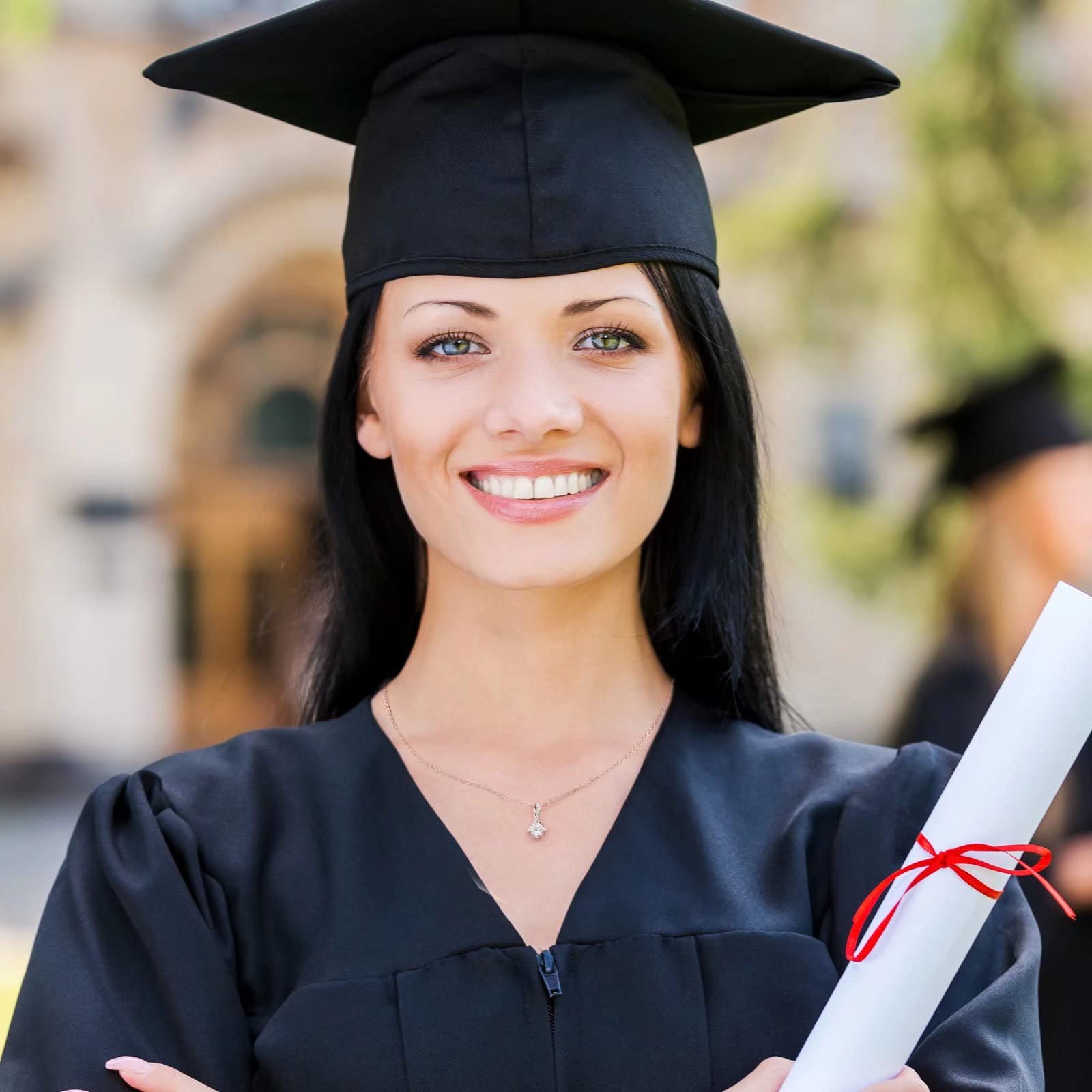 14K White Gold Plated Graduation Necklace for Women - Elegant Jewelry Gift for College Graduate, Daughter, Granddaughter & Niece | Perfect for Graduation Ceremony, Party & Special Occasions