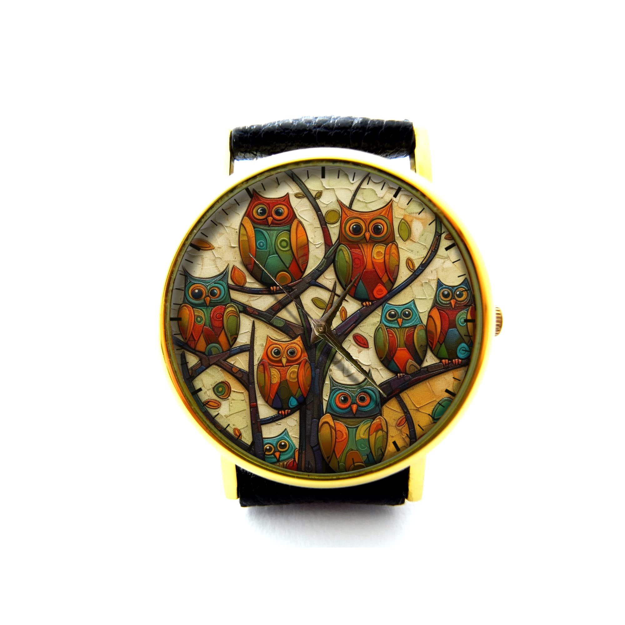 Vintage Owl Leather Watch for Women & Men - Antique Owl Design Unisex Timepiece - Owl Jewelry Gift P404 - Perfect for Casual Wear, Office, and Special Occasions