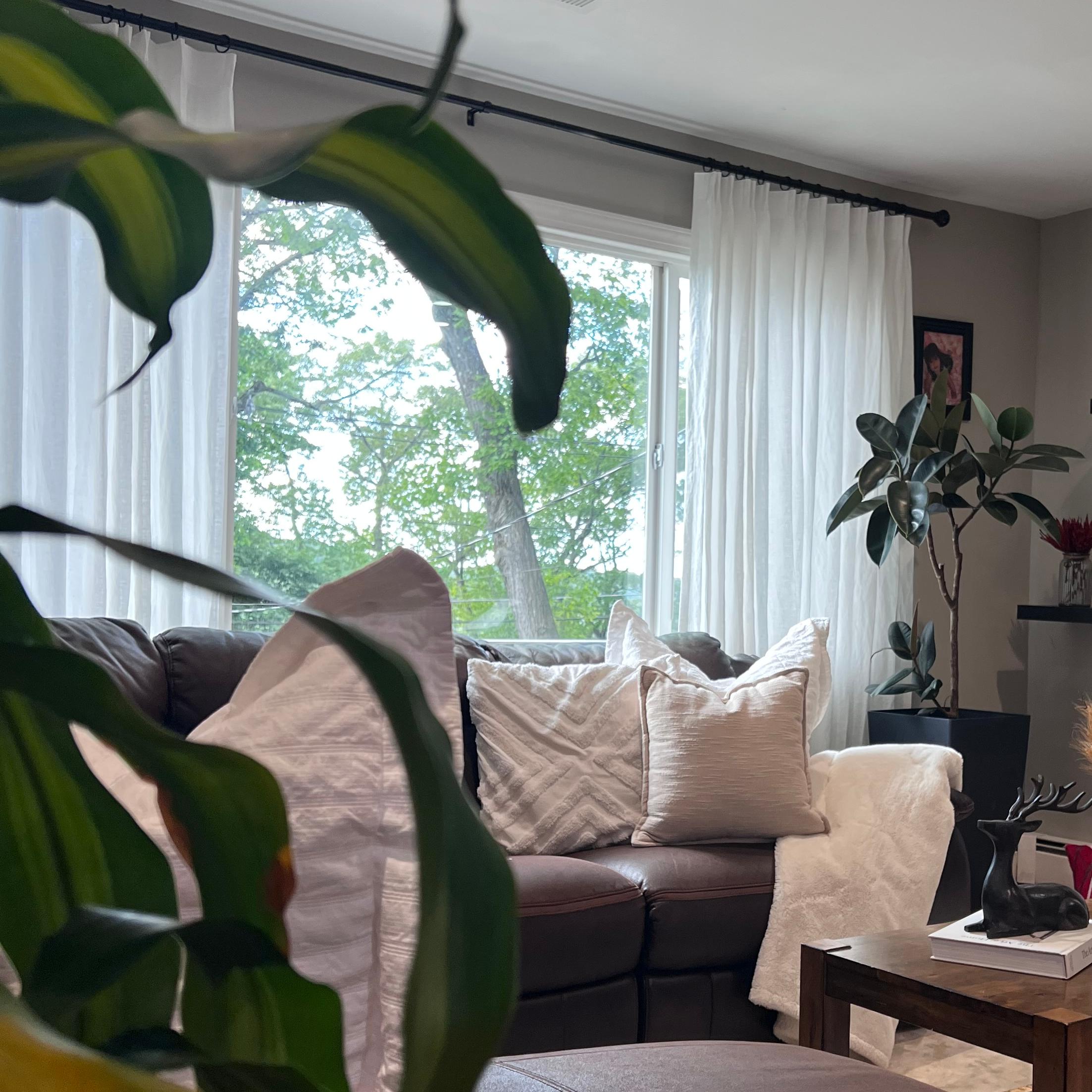 100% Natural Linen Blackout Curtains - Thermal Insulated Custom Drapes in Warm White | Pleated Design for Living Room, Bedroom & Home Decor