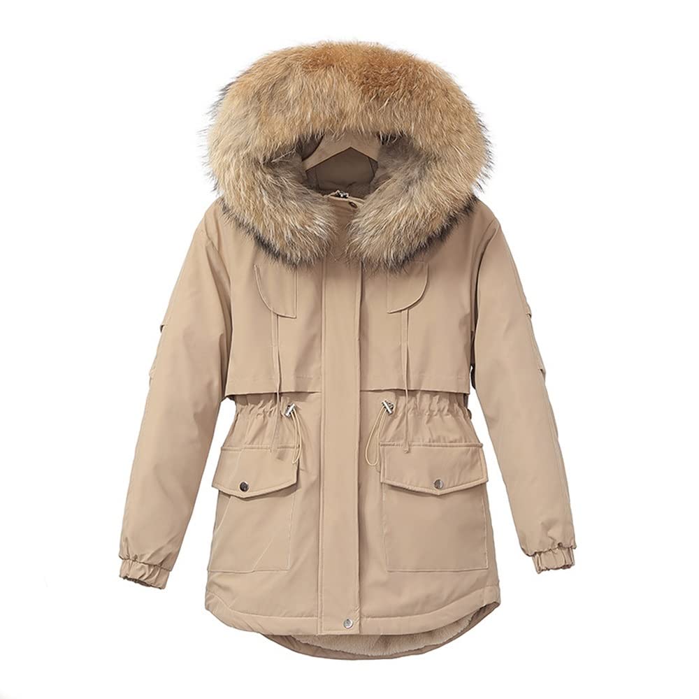 Women's Mid-Length Down Padded Jacket - Velvet Loose Fit Thick Warm Winter Coat for Plus Size Women | Elegant Slim Design for Outdoor Activities, Travel & Cold Weather (Color: A, Size: XL)