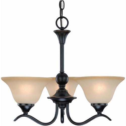 Dover 12-7622 Series Oil Rubbed Bronze 3-Light Chandelier - Elegant Ceiling Light Fixture for Dining Room, Bedroom & Living Room Decor