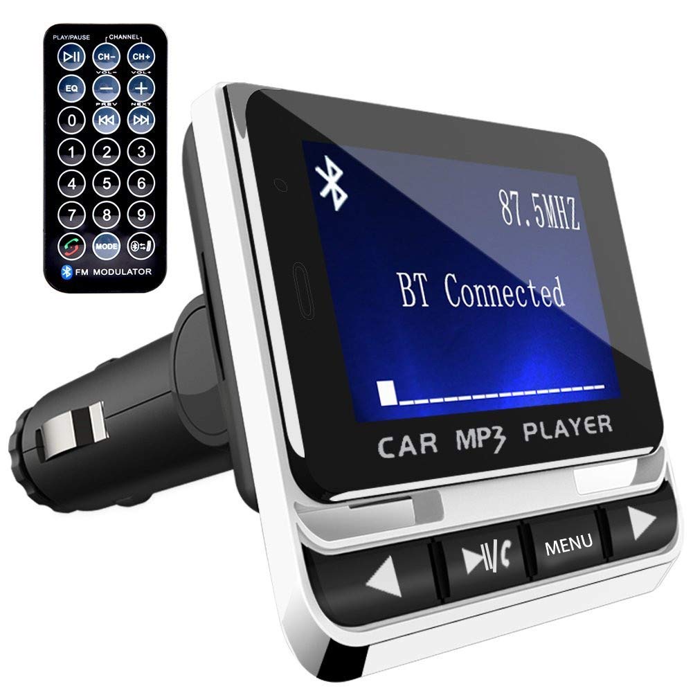 Tohayie Bluetooth FM Transmitter for Car - Wireless Radio Adapter, Audio Receiver & Stereo Music Tuner with USB Charger & Remote Control (Silver) | Hands-Free Calling & Music Streaming for Road Trips & Commutes