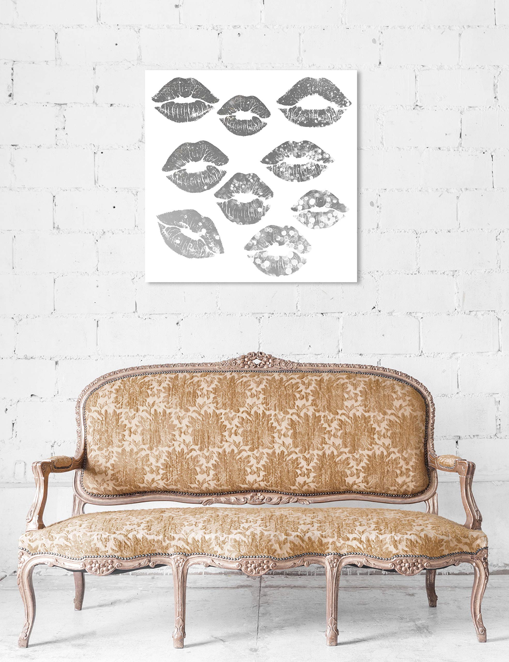 Oliver Gal Artist Co. 'Signs of Love Platinum' 30x30 Inch Gray & White Fashion Wall Art Canvas Print - Elegant Home Decor for Living Room, Bedroom & Office