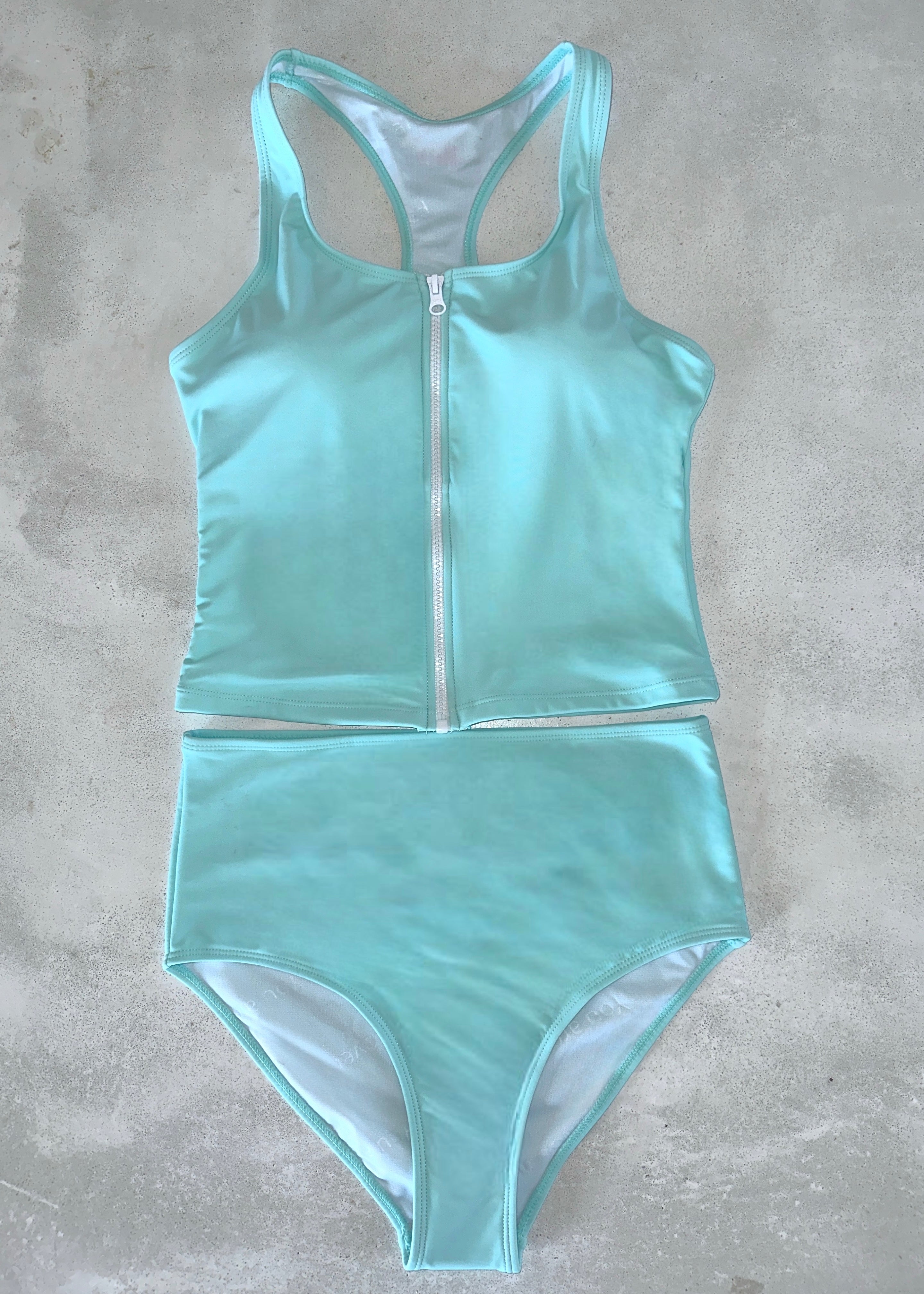 Aquamarine Allie Zipper Tankini Swimsuit - Women's High Waist Bikini Set with Adjustable Straps for Beach & Pool - Perfect for Summer Vacation & Water Sports