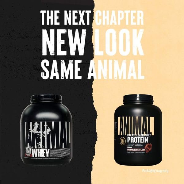 Animal Whey Isolate Protein Powder - 25g Protein for Pre & Post Workout Muscle Building & Recovery with Digestive Enzymes - Low Sugar, Great Taste Brownie Batter Flavor (4 lbs) - Ideal for Gym, Fitness & Weight Training for Men & Women