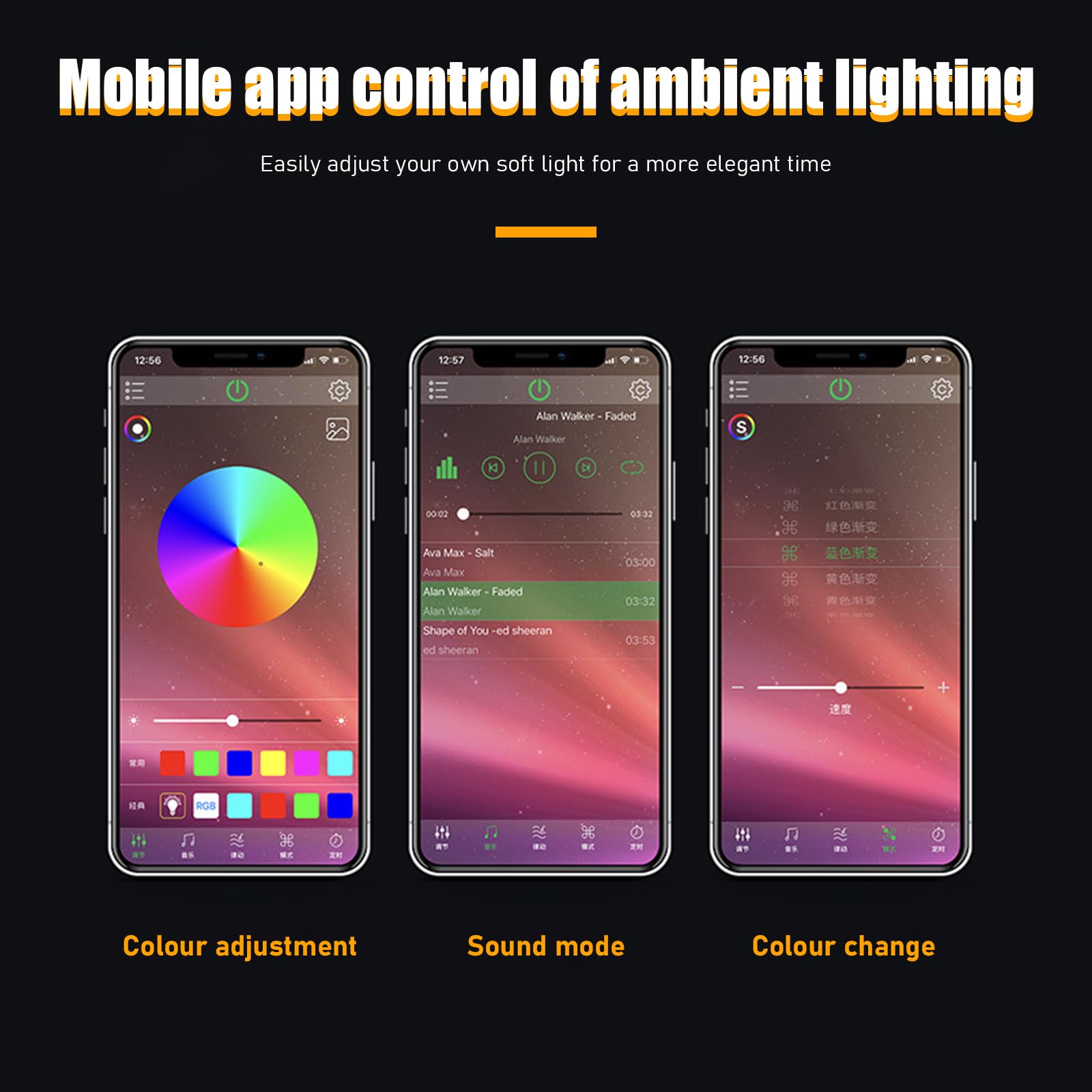 RGB 48 LED Multicolor Car Interior Lights with Sound Activation & APP Control - Smart Under Dash Lighting Kit with USB Charger | Perfect for Car Customization, Night Driving & Party Atmosphere