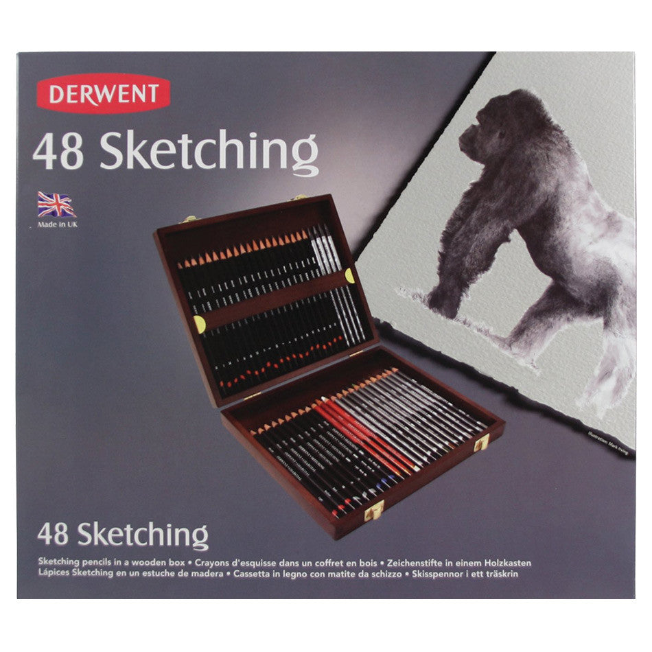 Derwent Sketching Pencils - 48 Piece Set in Premium Wooden Case | Professional Drawing & Sketching Supplies for Artists, Students & Designers | Perfect for Studio, Classroom & Outdoor Sketching