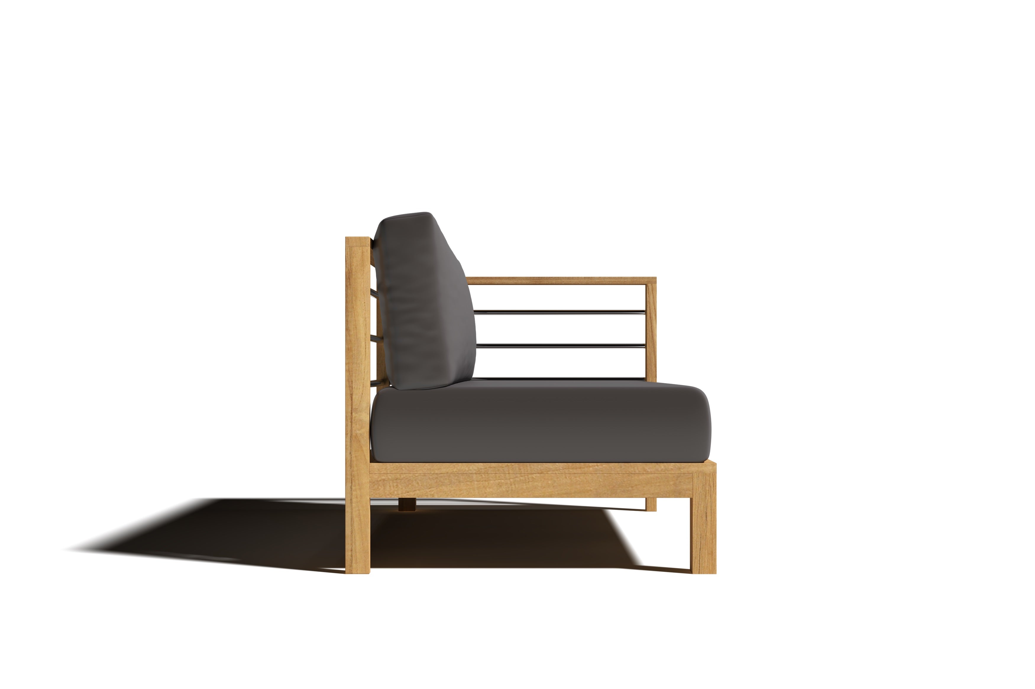 Premium Leon Teak Outdoor Sectional Right Sofa with Sunbrella Charcoal Cushion - Durable Patio Furniture for Backyard, Poolside & Garden Relaxation