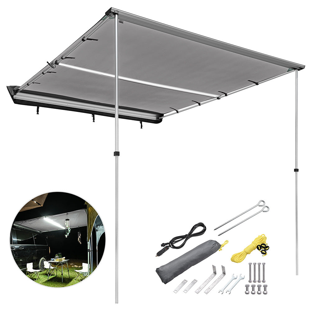 TheLAShop 8' x 7' SUV Car Awning with LED Light - Waterproof Camping Shade for Outdoor Picnic, Beach, Tailgating & Road Trips
