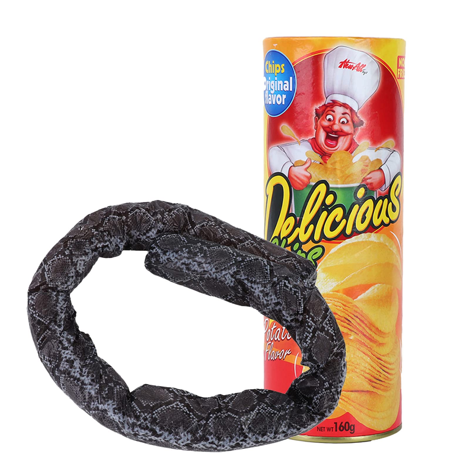 Funny Magic Potato Chip Snake Can - Jumping Spring Snake Toy for Pranks, Halloween & April Fools Day - Scary Fries Prank Gift for Parties, Decorations & Practical Jokes (Great for Office Pranks & Tricking Friends)