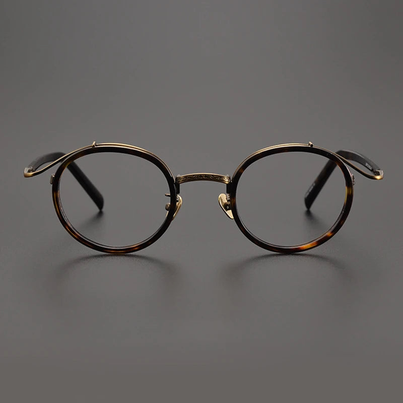 Stylish Black Unisex Full Rim Round Titanium Acetate Eyeglasses Frame 82027 | Lightweight & Durable | Perfect for Reading, Work & Fashion Accessories