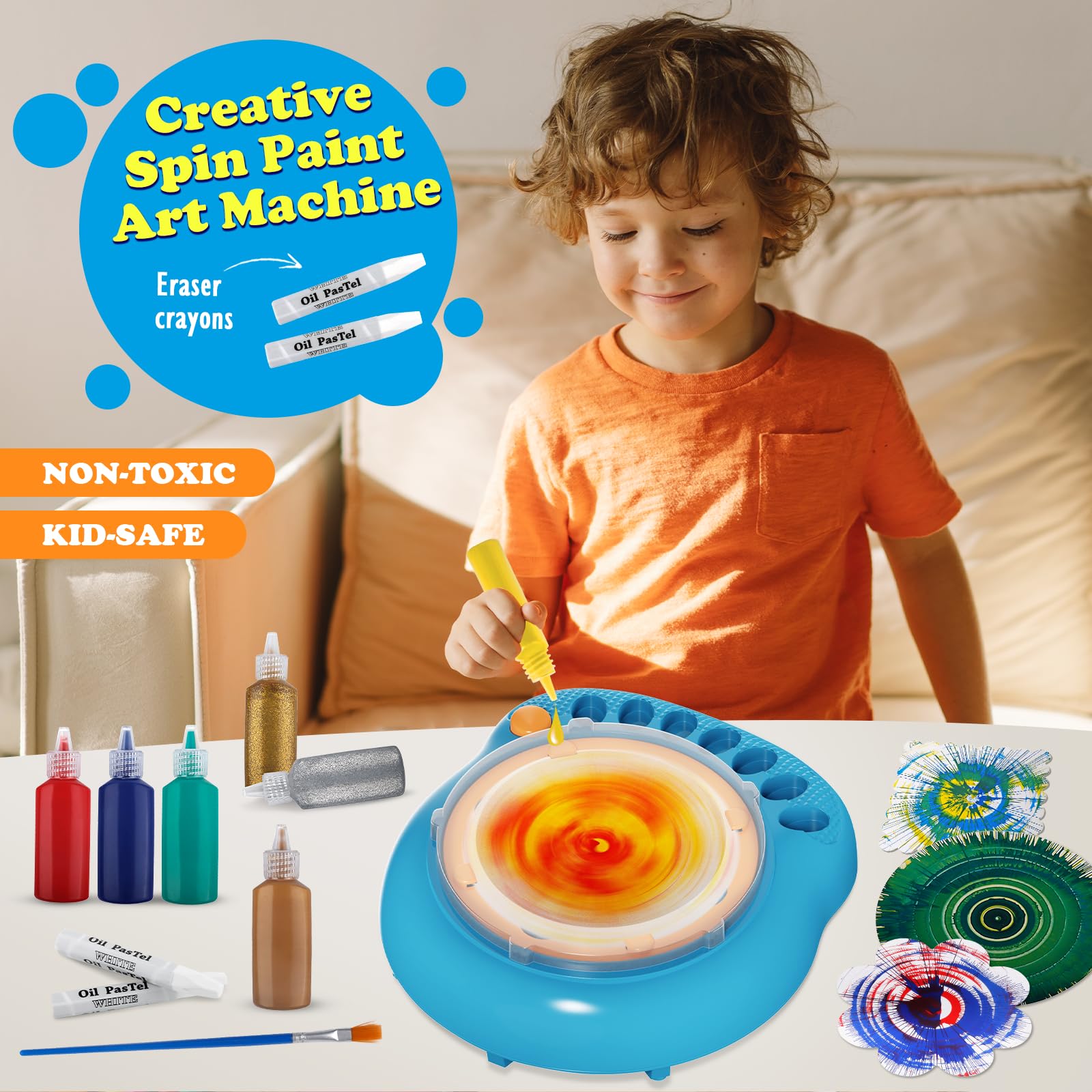 Spin Art Machine Kit for Kids Ages 4-12 - Creative Painting Spinner Toy Set with Art Supplies - Perfect Birthday Gift for Boys & Girls - Fun DIY Craft Activity for Home, School & Party Playtime