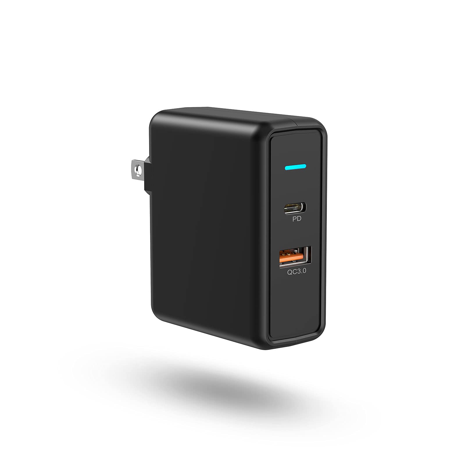 36W Dual Port USB C Fast Charger with USB A - LINTYLE Wall Charger Adapter for iPhone, Samsung, LG Smartphones - Quick Charge for Home, Office & Travel (Black)