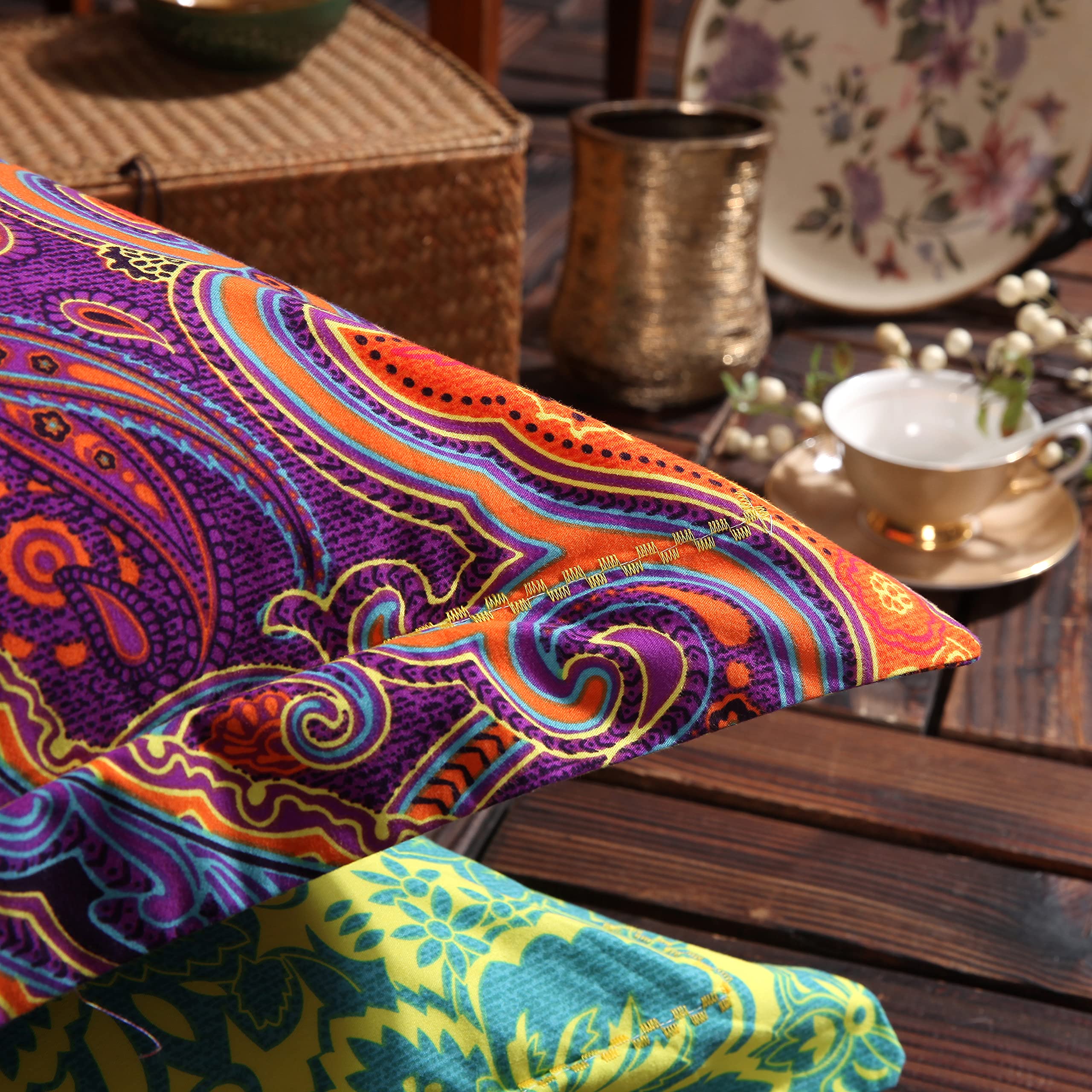 Exotic Boho Duvet Cover Set King/California King Size - 100% Brushed Cotton Soft Bohemian Bedding with Red Teal Mandala Print & Reversible Striped Design - Includes Zipper Comforter Cover + 2 Pillowshams - Perfect for Bohemian Bedroom Decor, Guest Room Makeover & Cozy Home Styling