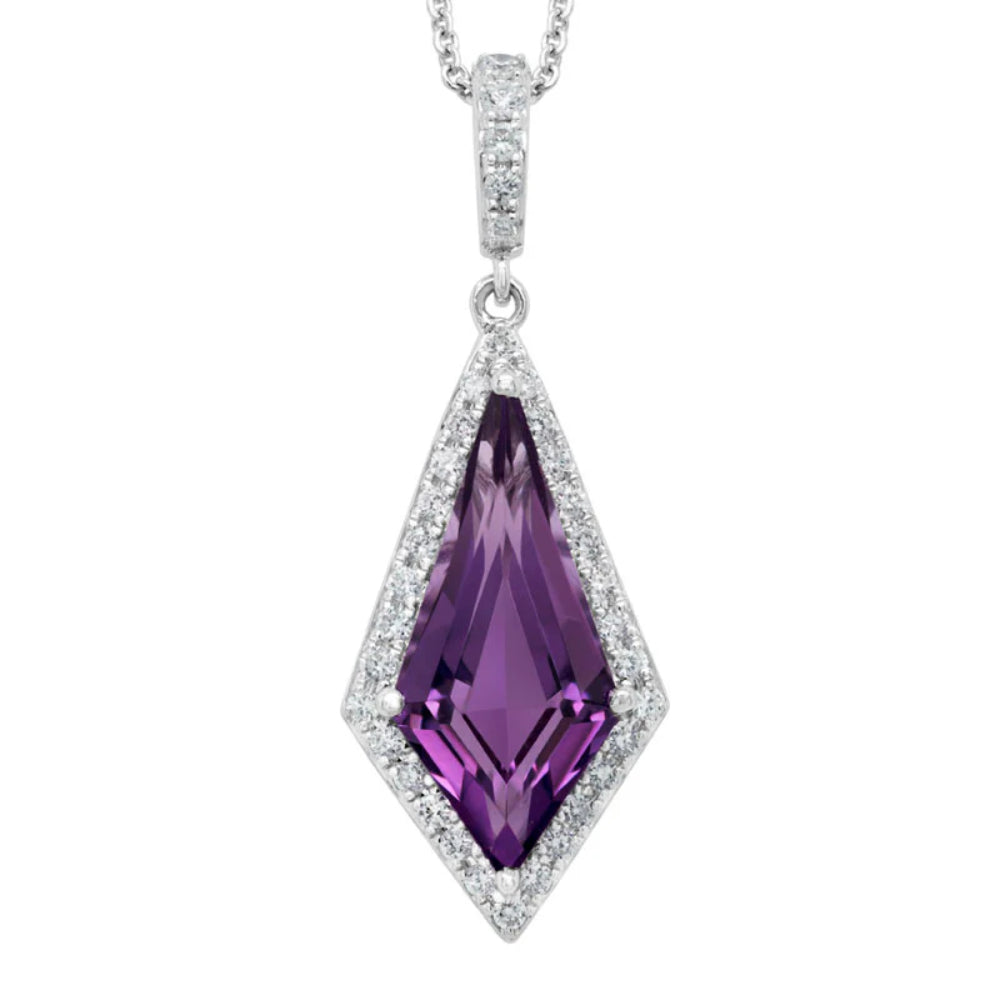 14K Gold Amethyst and Diamond Pendant Necklace for Women - Elegant Purple Gemstone Jewelry Gift for Birthday, Anniversary & Special Occasions