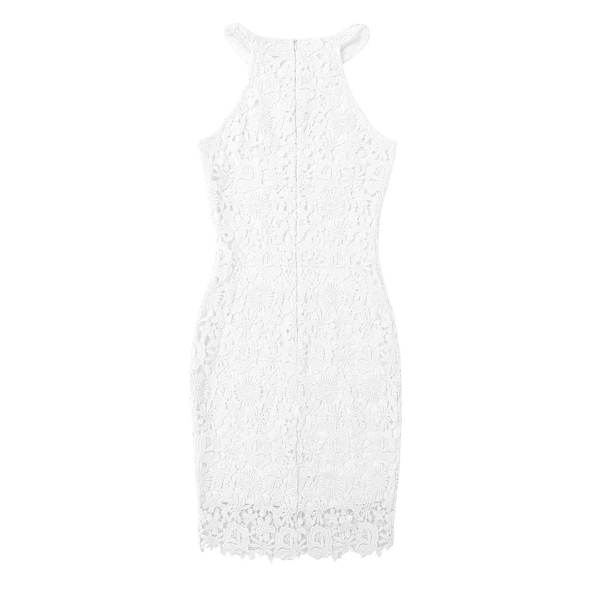 Elegant Women's Halter Neck Cocktail Dress - Sleeveless Floral Lace Bodycon Midi Dress for Bridesmaid, Wedding & Party | Perfect for Evening Events, Prom, Date Night & Special Occasions