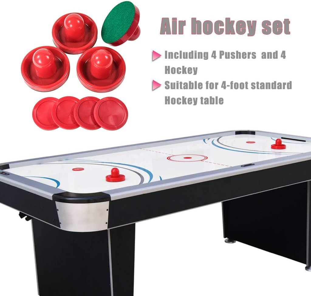 Air Hockey Pushers and Pucks Set - 4 Strikers & 4 Pucks for Game Tables - Perfect for Family Game Nights & Arcade Fun