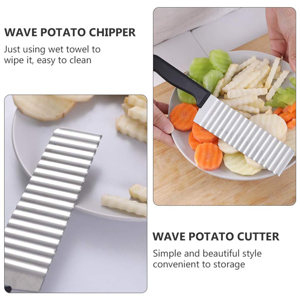 DOITOOL 4-Piece Stainless Steel Wavy Potato Slicer Set - Professional Wave Chipper & Cutter for Perfect French Fries & Veggie Chips - Ideal for Home Cooking, Restaurants & Party Snack Prep