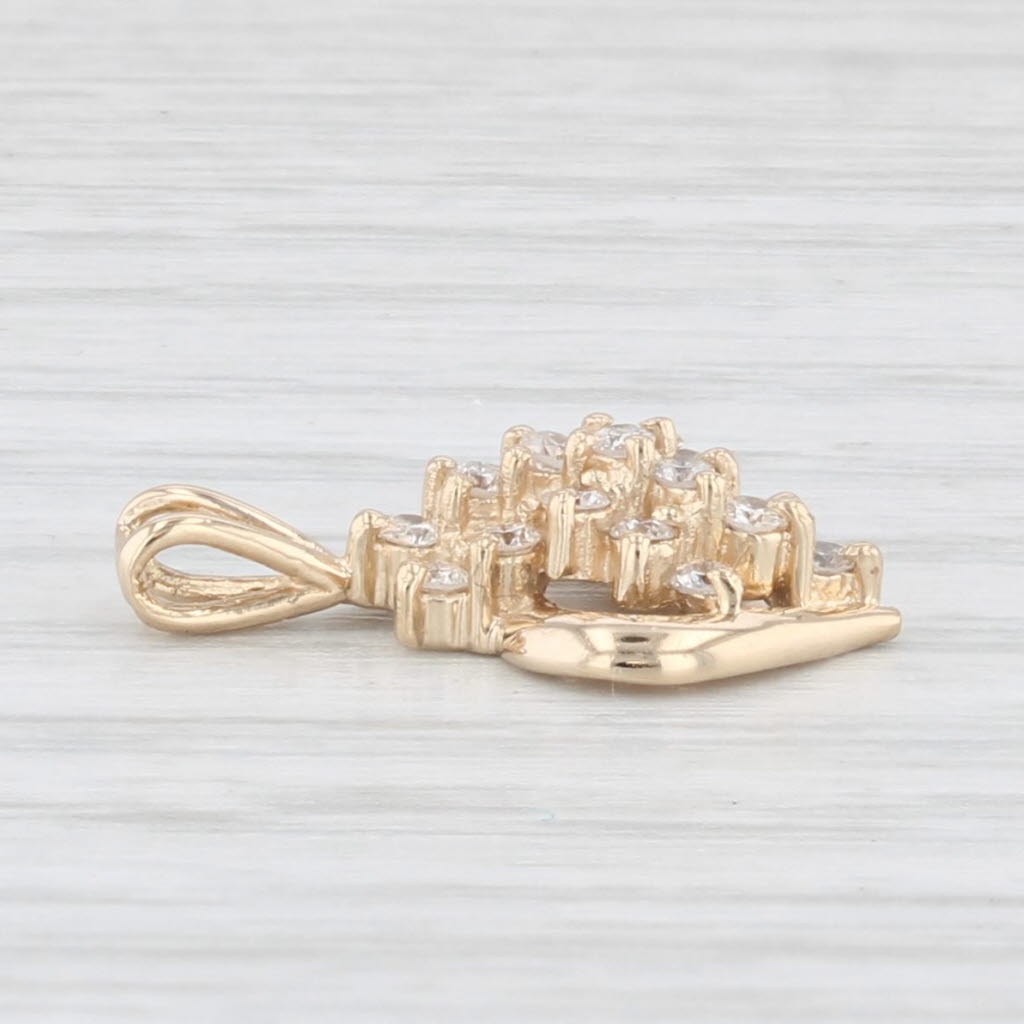 0.20ctw Diamond Cluster Pendant Necklace - 14k Yellow Gold Small Drop Pendant for Women - Perfect for Everyday Wear, Gift Giving & Special Occasions