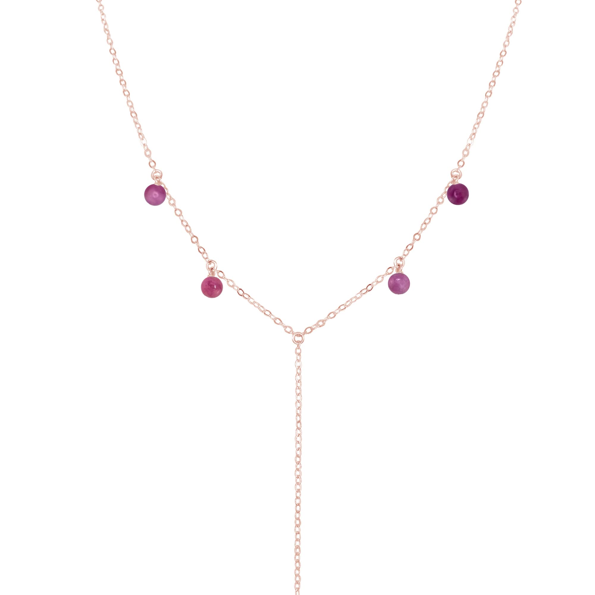 14k Rose Gold Filled Ruby Bohemian Y Necklace for Women - Elegant Boho Jewelry Gift for Birthday, Anniversary & Special Occasions