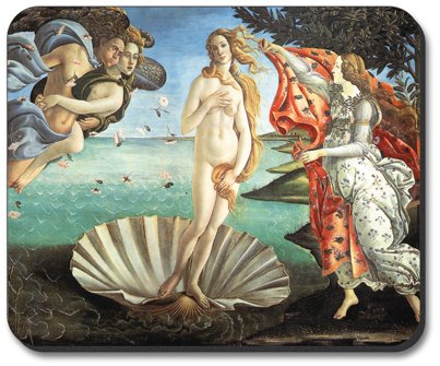 Botticelli Venus Art Plate Mouse Pad - Premium Non-Slip Gaming & Office Desk Mat with Renaissance Painting Design for Computer Lovers & Home Decor