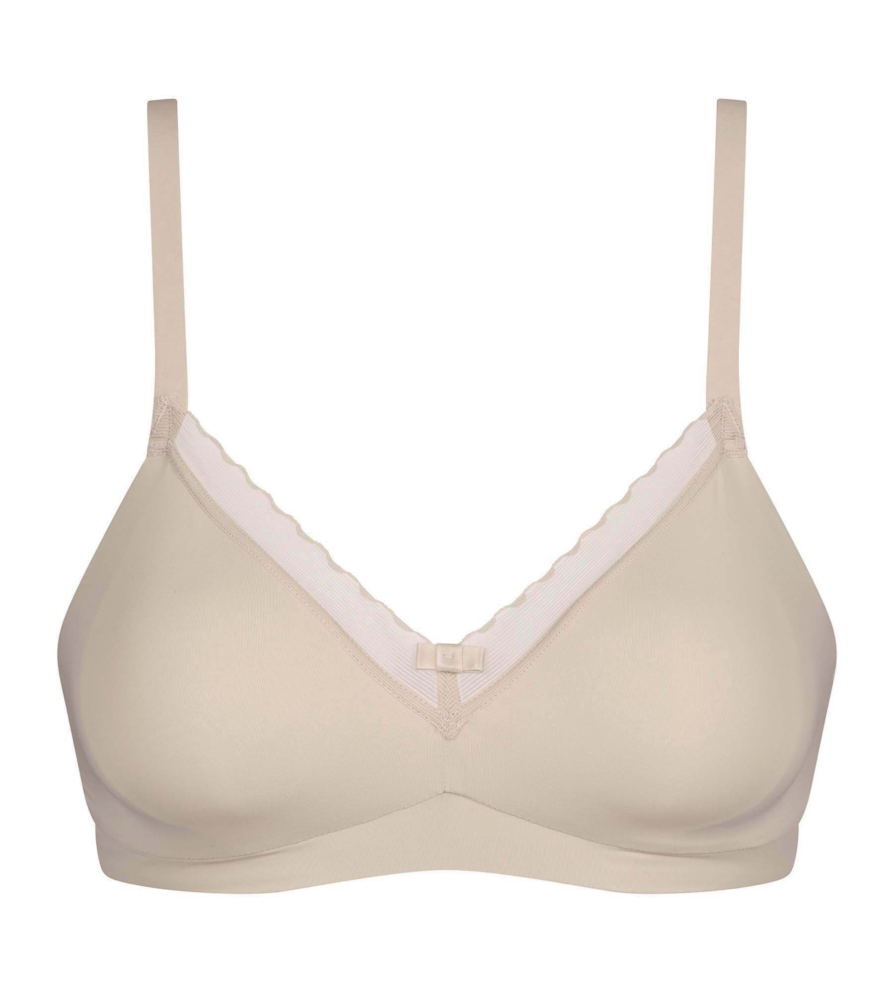 Wire-Free Microfiber and Tulle Bralette - Nude Seamless Comfort for Everyday Wear | Perfect for Yoga, Lounging & Light Support