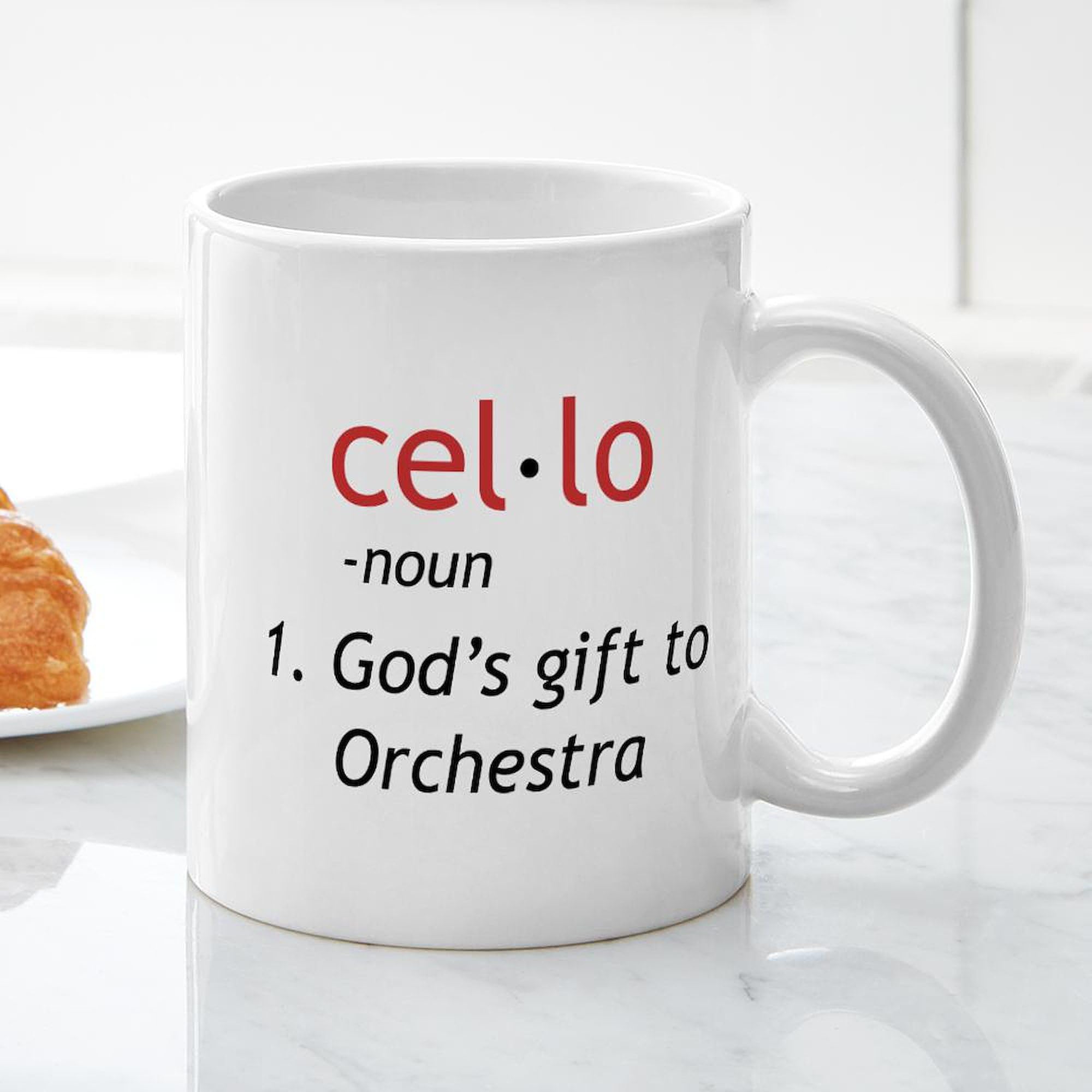 Cello Definition Mug - 11 oz (325 ml) Ceramic Coffee Cup with Handle - Perfect for Musicians, Music Teachers & Orchestra Lovers - Great Gift for Birthday, Christmas & Music Events