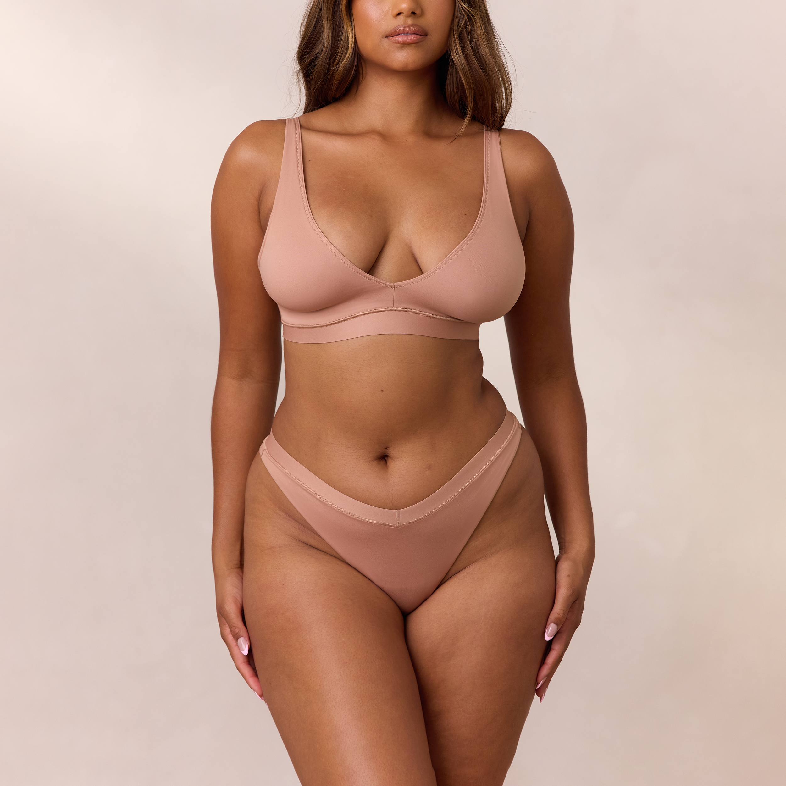 Everyday Comfort Triangle Bra - Wireless Soft Lace Bralette for Women - Honey Color - Perfect for Yoga, Lounge & Sleep